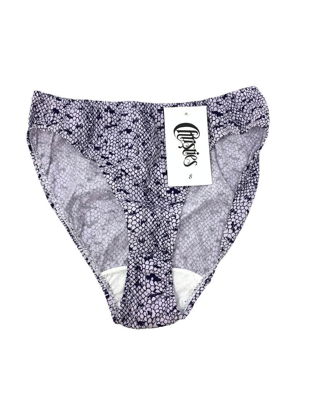 Christies High Cut Panties Womens Sz 8 Lavender Snakeskin Print 100% Cotton NEW